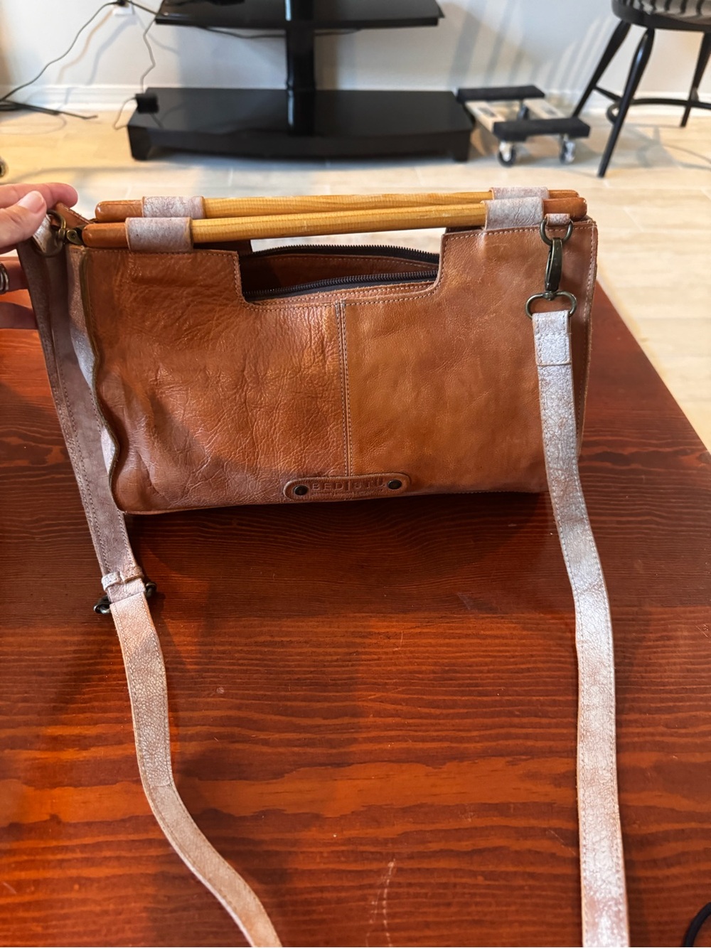 BED STU DISCONTINUED Cognac Leather Crossbody with Strap